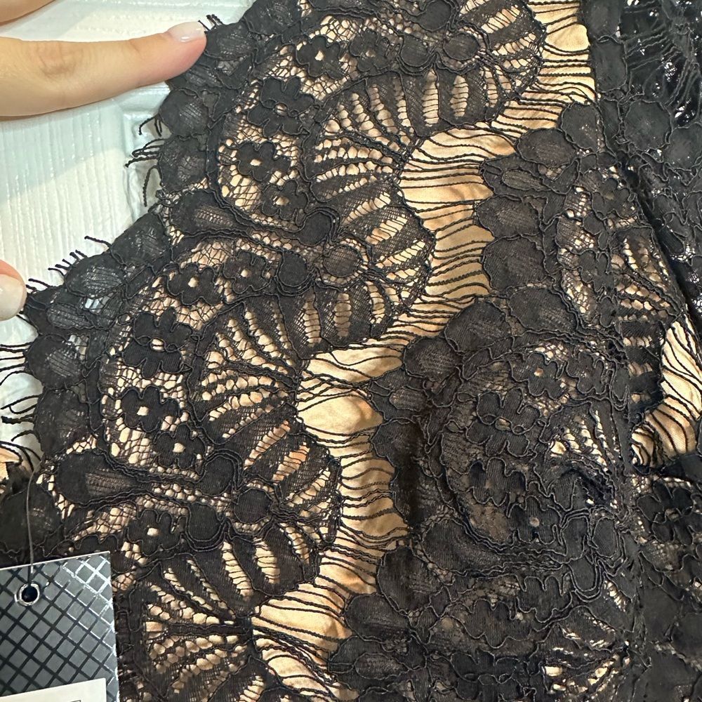 City Chic Black Lace Over Nude Maxi Dress - Picture 7 of 12